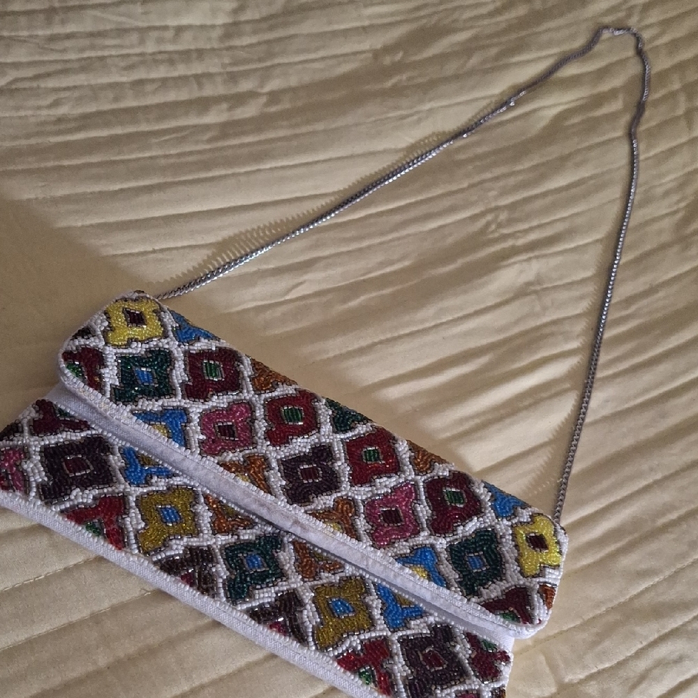 Multicolor Beaded Clutch Bag